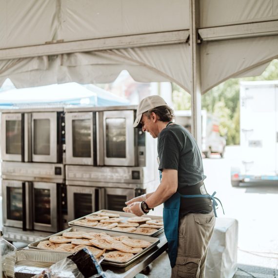 Double Convection Oven, Speed Rack, Stainless Prep Table